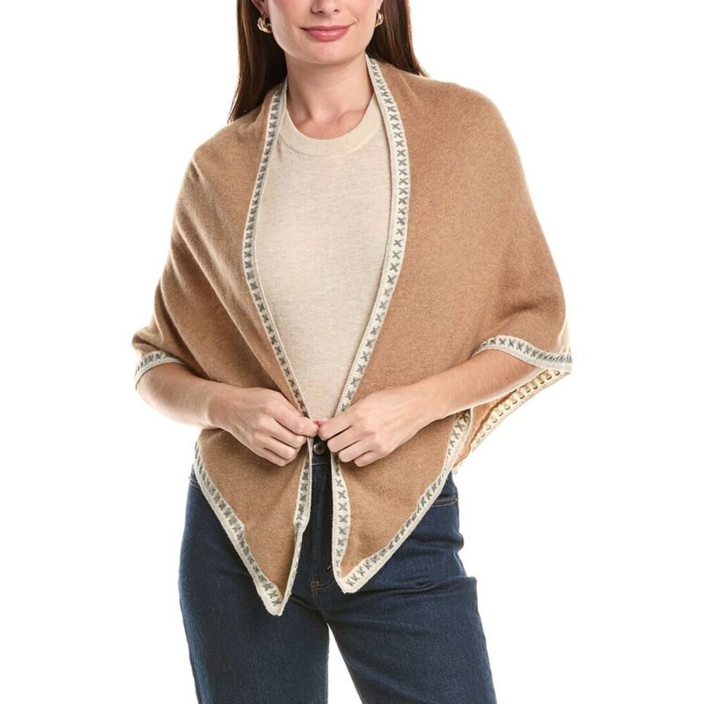 Forte Triangle 100% Cashmere Scarf Wrap, Beige